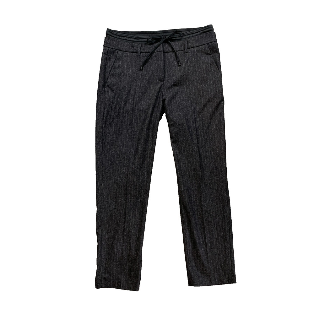 Cambio Pants Womens 8 Gray Karen Wool Blend Drawstring Pinstripe Tapered Ankle